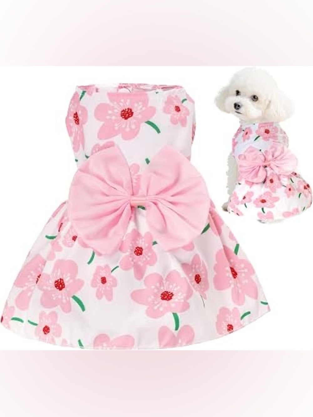 Dog Princess Dress Pet Skirt Cute Printed Bow Lace Dog Dress size M